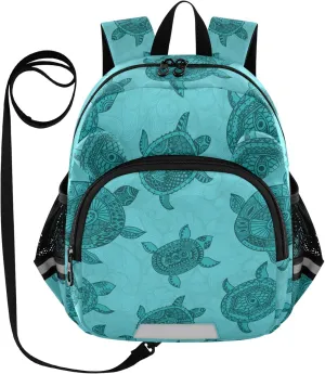 Toddler Backpack for Girls Boys Turtle Wave Teal Kids Small Backpacks Mini Preschool Kindergarten Travel Backpack Book Bags, 3-6 Years