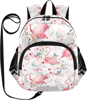 Toddler Backpack for Girls Boys Watercolor Floral Flamingo Kids Small Backpacks Mini School Backpack Book Bags Kindergarten Bag, 3-6 Years