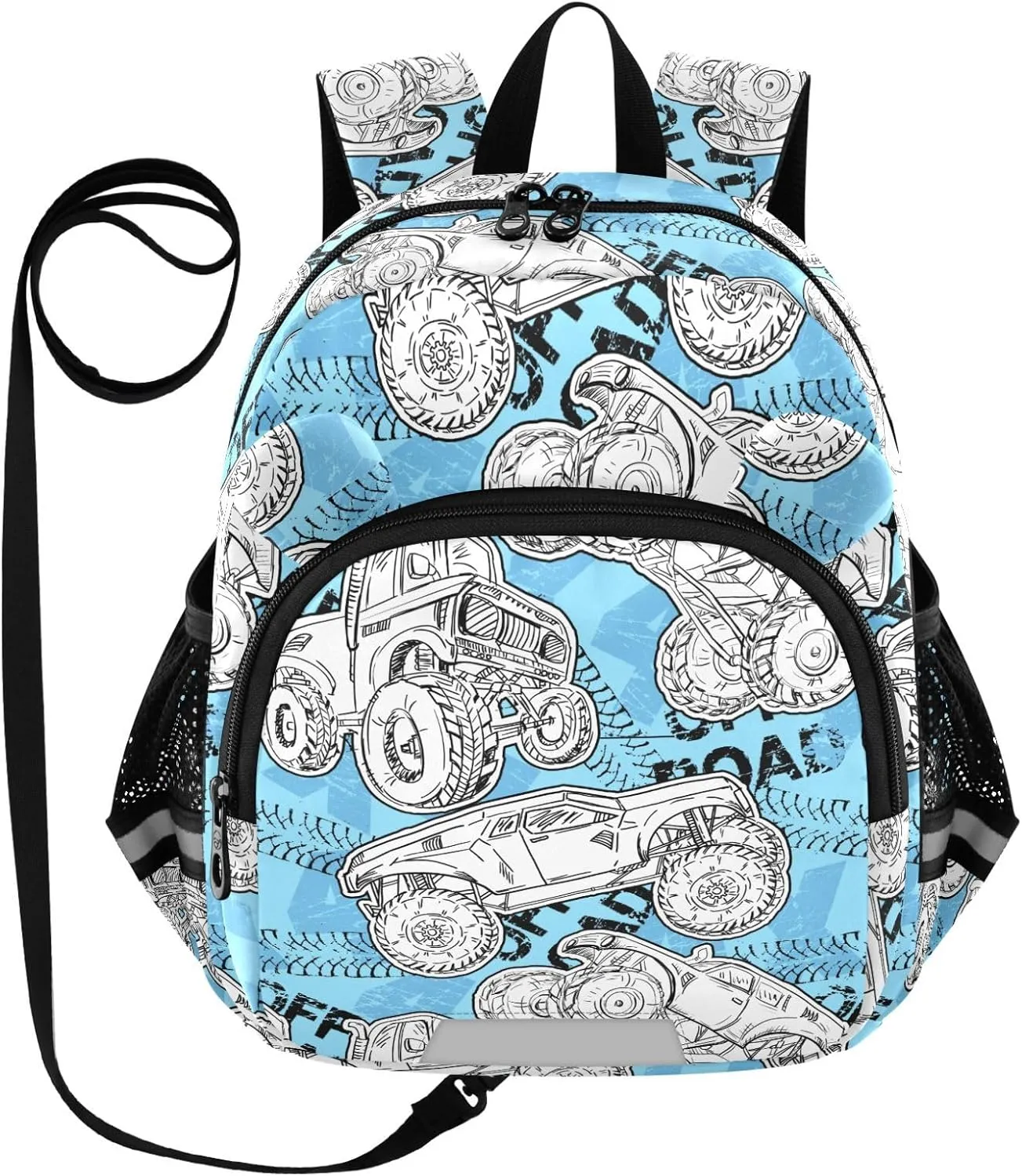 Toddler Backpack for Girls Boys White Truck Blue Kids Small Backpacks Mini Preschool Kindergarten Travel Backpack Book Bags, 3-6 Years