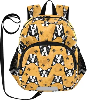 Toddler Backpack for Girls Boys Yellow Bulldog Paw Kids Small Backpacks Mini Preschool Kindergarten Travel Backpack Book Bags, 3-6 Years