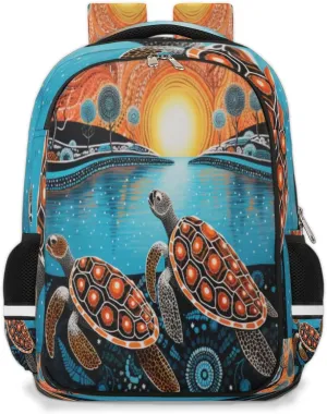 Turtle Bookbag Backpack for Women Men Ocean Turtle Casual Daypack with Compartment & Multiple Pockets Book Bags Travel Bag Laptop Backpacks