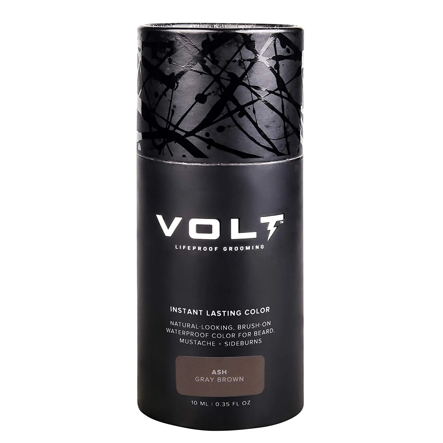 VOLT Grooming Instant Beard Color - Waterproof Quick Drying Brush on Color for Beards and Mustaches, Ash (Gray/Brown)