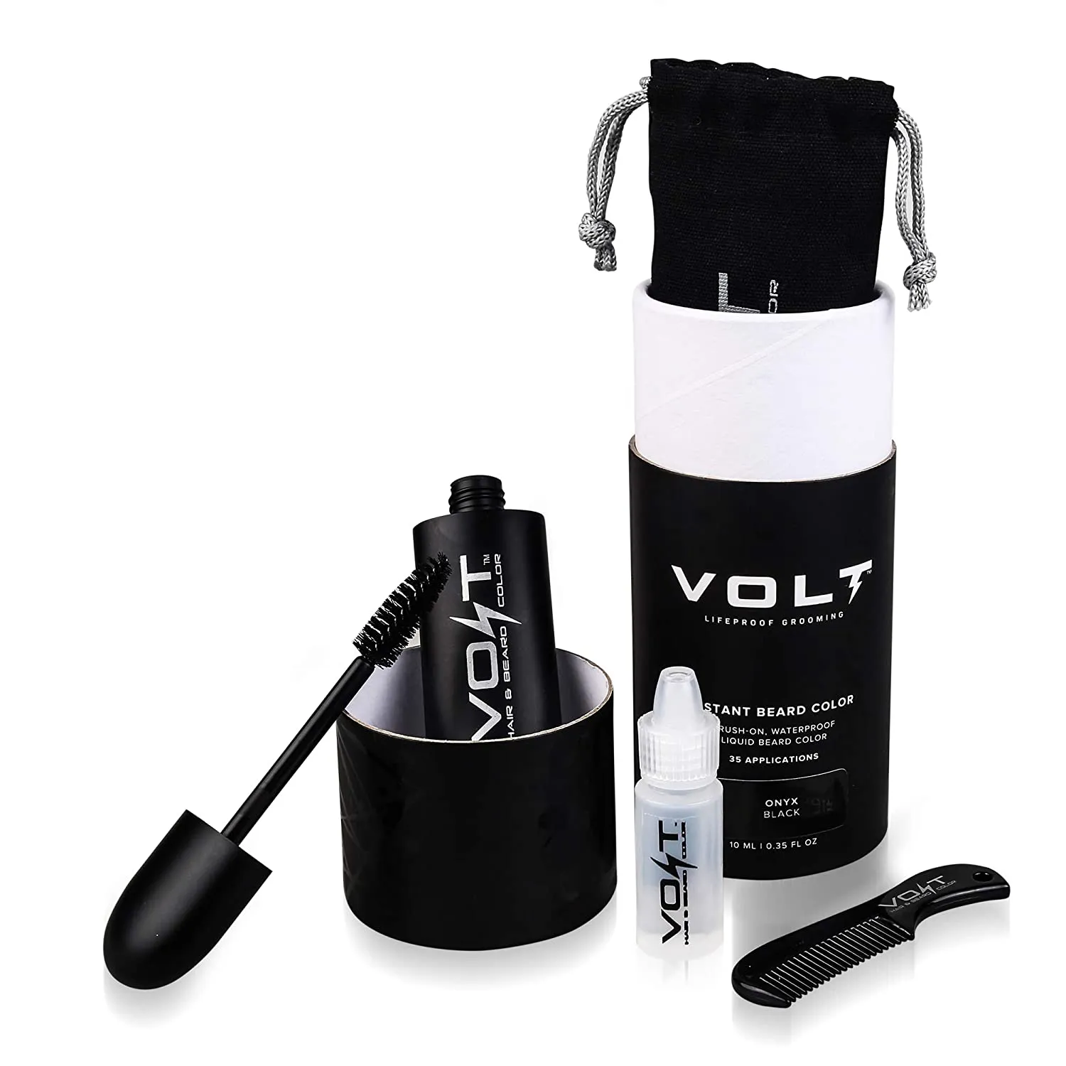VOLT Grooming Instant Beard Color - Waterproof Quick Drying Brush on Color for Beards and Mustaches, Ash (Gray/Brown)