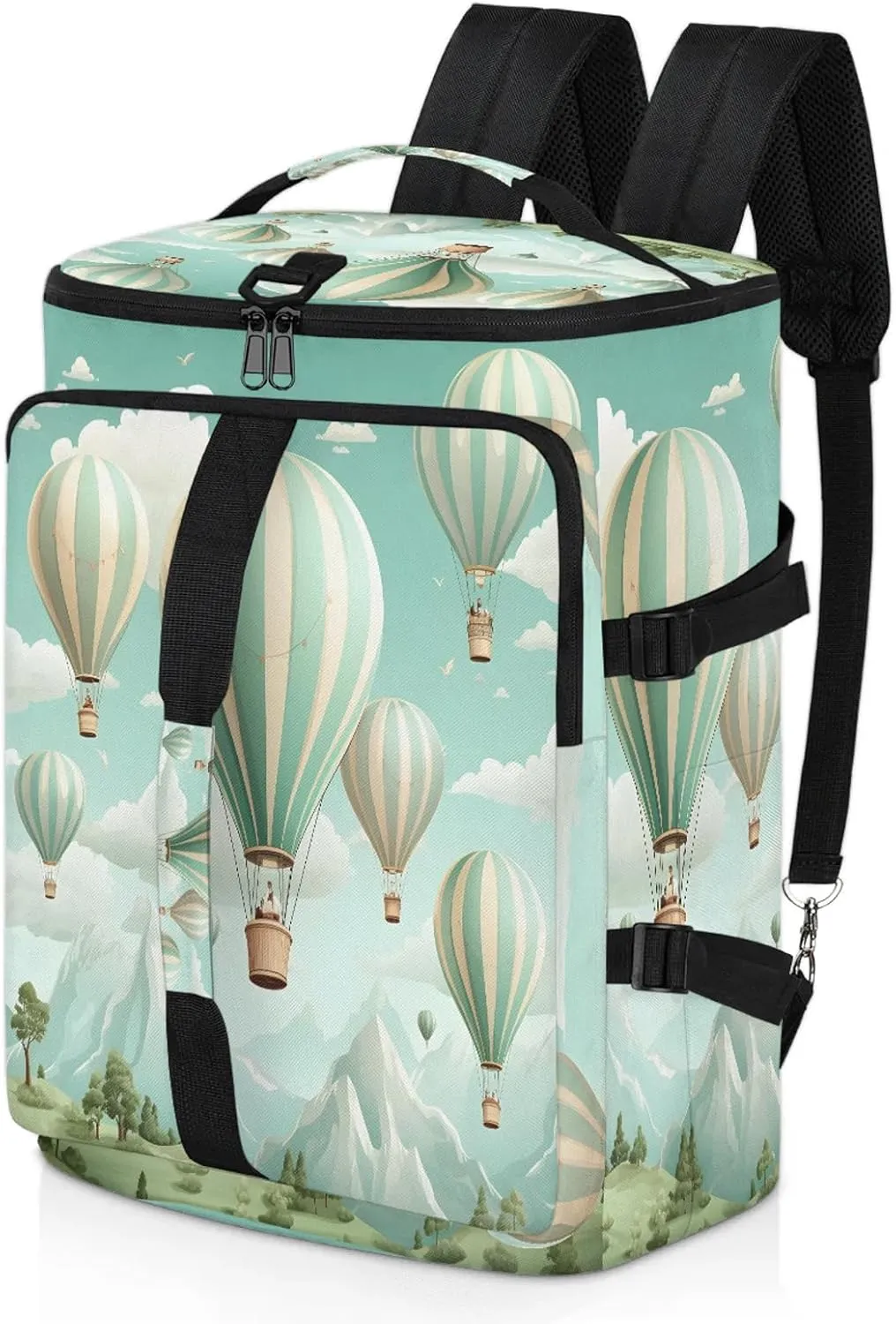 Watercolor Hot Air Balloon Gym Bags for Men Women Sports Backpack with Shoe Compartment 3-in-1 Tactical Duffle Bag for Overnight Weekender Travel