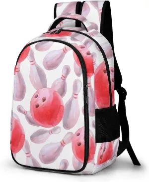 Watrercolor Bowling Pattern Large Travel Backpack Bags Daypack Laptop Work Computer Hiking Back Packs with Multiple Pockets