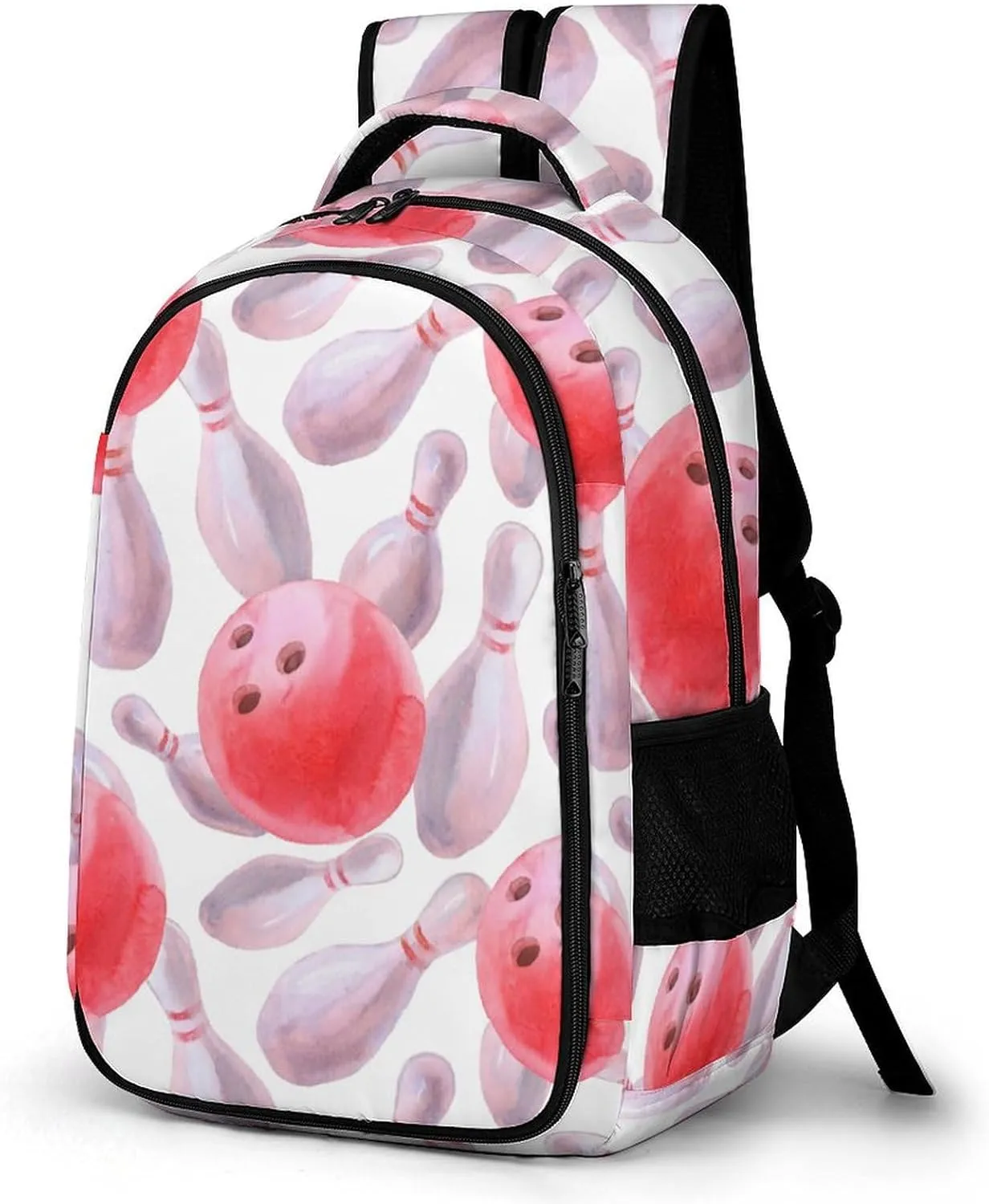 Watrercolor Bowling Pattern Large Travel Backpack Bags Daypack Laptop Work Computer Hiking Back Packs with Multiple Pockets