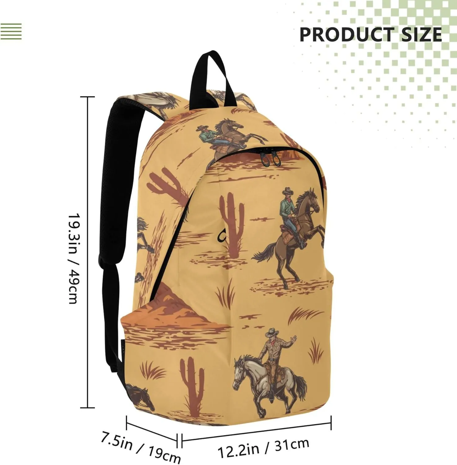 Western Cowboy American Laptop Backpack Travel Hiking Camping Work Computer Back Packs Book Bags for Women Men