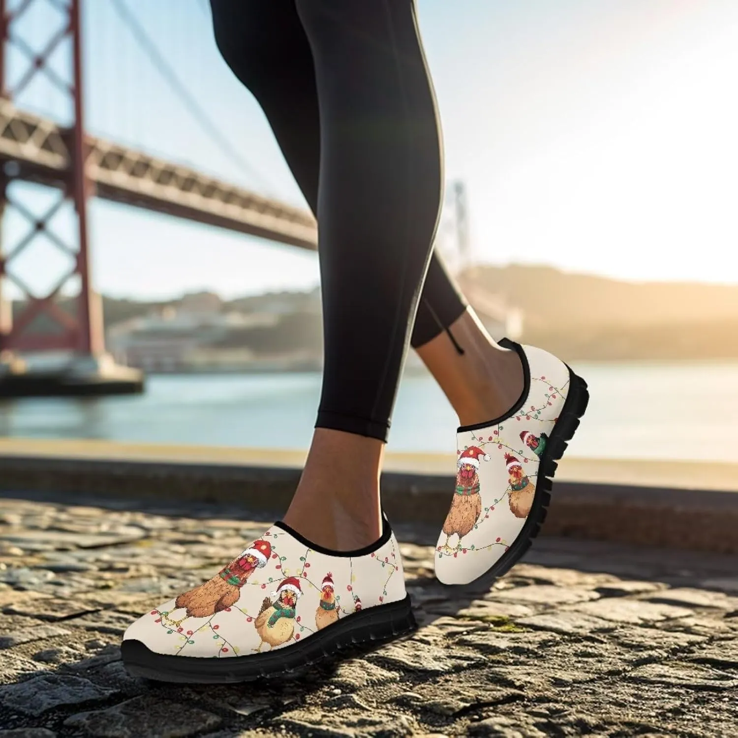 Women's Fashion Sneakers Slip On Walking Loafers Travel ShoesBlack Sole