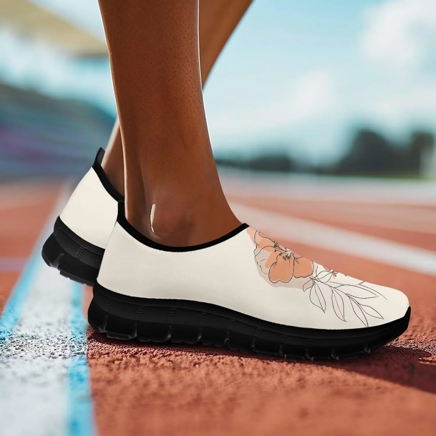Women's Fashion Sneakers Slip On Walking Loafers Travel ShoesBlack Sole